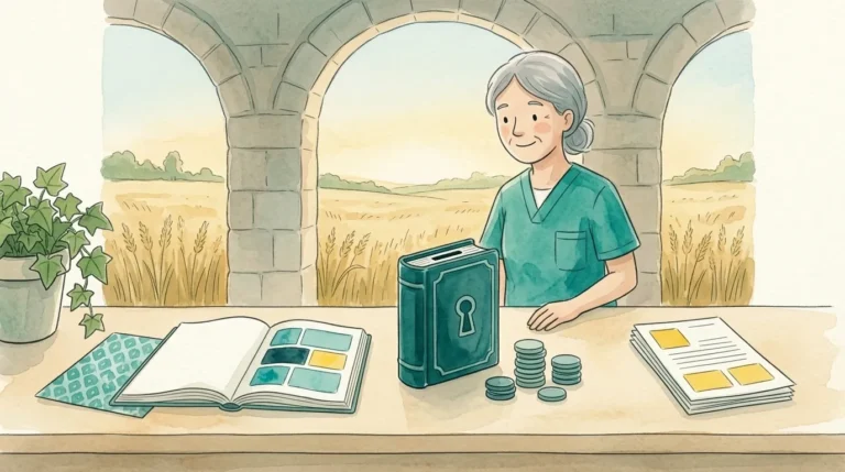 Hucha en forma de libro en una residencia, ilustración del crédito formativo FUNDAE