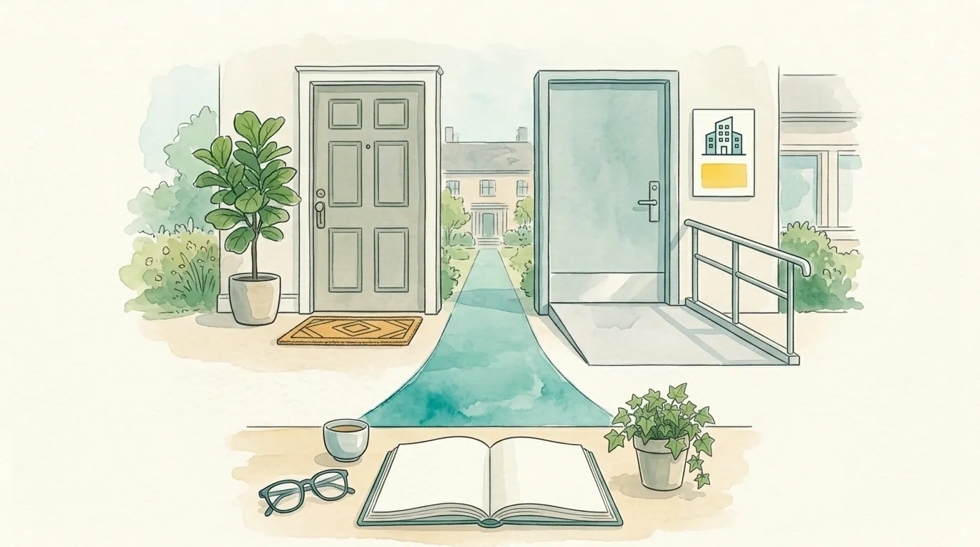 Dos entradas, una a una vivienda y otra a un centro residencial, que ilustran la diferencia entre SSCS0108 y SSCS0208